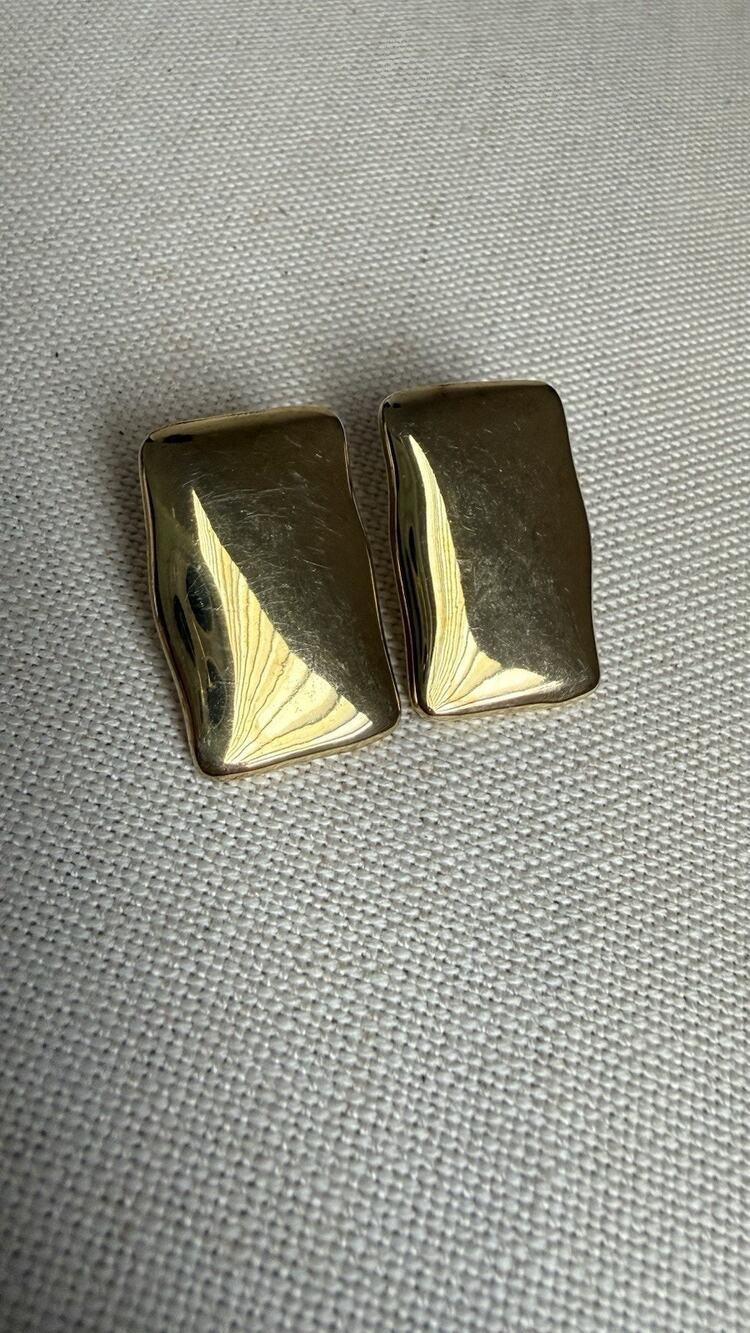 Shashi Rectangular Golden Tone Earrings New